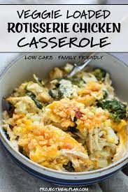 Veggie Loaded Rotisserie Chicken Casserole Project Meal Plan Recipe Chicken Recipes Casserole Healthy Chicken Recipes Easy Dinner Recipes Crockpot