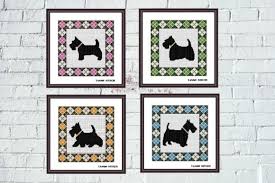 Model stitched on 14 ct. Scottish Terrier Dogs Cross Stitch Set Graphic By Tango Stitch Creative Fabrica