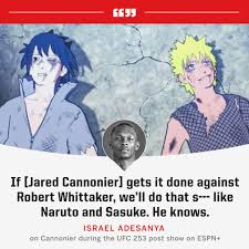 This collection includes popular backgrounds of characters and sceneries of the narutoverse! Espn Mma On Twitter Israel Adesanya Compares A Potential Battle With Jared Cannonier To Naruto Vs Sasuke