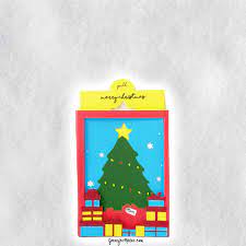 Fold larger piece in half to form card; 40 Diy Christmas Cards Unique Christmas Card Ideas