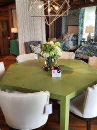 Spotted By Lorigilder At Thibaut This Hexagonal Dining Table Covered In A Luxurious Grass Green Grasscloth B Home Decor Fine Furniture Interior Design Trends