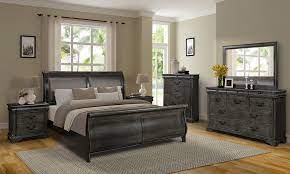 Louis Philippe Platinum Sleigh Bed Set