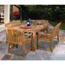Teak outdoor dining sets in particular are special because they are made of teak, a dense, tropical hardwood that is extremely durable, easy to clean, and mildew resistant. Amazonia Geneve 5 Piece Teak Patio Dining Set Sc Geneve The Home Depot