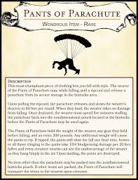 If the water is at least 10 feet deep, the first 20 feet of falling do no damage. Oc Another Silly Item The Pants Of Parachute Dnd