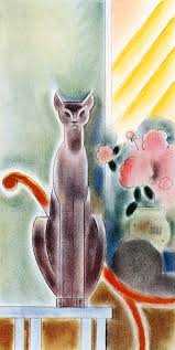 Ragdoll cat in dark blue suit sit on table. Modernist Cat Sitting On Table By Graphicaartis