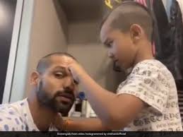 During the world cup 2019, shikhar dhawan got injured despite his injury he will sustain in the team india, this a shikhar. Shikhar Dhawan Gets His Lockdown Makeup Done By Son Zoraver Watch Video Cricket News
