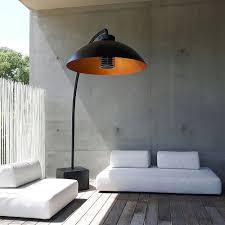 Free standing patio heaters are perfect for outdoor areas that don't have walls or overhead structures. Heatsail Dome Freestanding Electric Patio Heater Floor Lamp In Black Heatsail Cuckooland