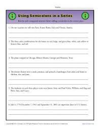 Using Semicolons In A Series Semicolon Grammar Worksheets Grammar
