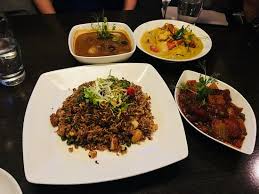 Dalca tulang kambing gerenti sedap. Satay House Mains Kari Kambing Lamb Ayam Masak Merah Chicken Udang Galah Goreng Prawns And The Nasi Goreng Stir Fried Rice Picture Of Satay House London Tripadvisor