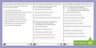 The simple present tense is mostly used for three things: The Past And Present Perfect Form Of Verbs Worksheets
