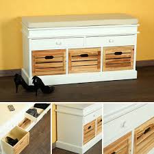 Denn nur mit ausreichend platz zum verstauen der habseligkeiten herrscht ordnung im wohnraum. Sitzbank Flurbank 3 Korben 2 Schubladen Antik Weiss Landhaus Shabby Truhe Bank Ebay