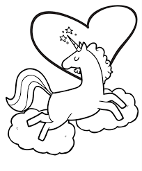 Your child need not follow the generic coloring pattern of a white body and silvery horn. Free Printable Coloring Pages Unicorn Themed With Clouds And Heart Great For Unicorn Birthday Unicorn Coloring Pages Valentine Coloring Pages Coloring Pages
