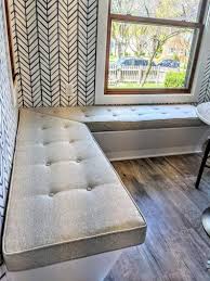 If you're considering the mix and match effect with a dining table with bench, make sure to measure the height of your current set of dining room chairs. Dining Room Bench Cushions L Shaped Seating Area Custom Cushions Breakfast Nook Cushions Breakfast Nook Cushions Dining Room Bench Seating Dining Room Nook