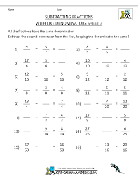 Fraction addition and subtraction grade 3. Free Fraction Worksheets Adding Subtracting Fractions Fractions Worksheets Math Fractions Worksheets Subtracting Fractions