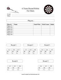 Use This Printable Round Robin Bracket To Schedule Six Teams