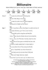 Travie Mccoy Billionaire Feat Bruno Mars Sheet Music And Printable Pdf Music Notes Bruno Mars Guitar Chords And Lyrics Sheet Music Notes