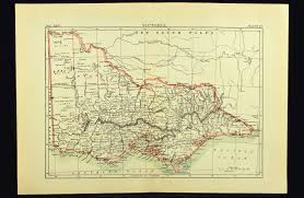 Antique Victoria Australia Map Of Victoria Australia Melbourne Etsy Map Of Victoria Australia Map Map