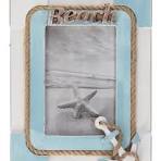 Keyhomestore - Cadre photo en bois, décoration style marin, couleur blanc  et bleu clair, style marin, dimensions hauteur 23 x 18 cm, bibelot maison  ...