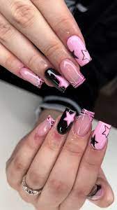 Pink and Black Nails | TikTok