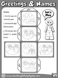 Saludos Y Nombres Dados Version De B W Ingles Para Preescolar Ingles Ninos Hojas De Ingles Para Ninos