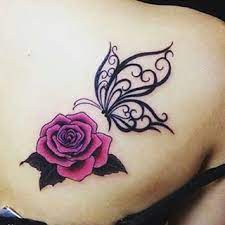 This tattoo inspires both mistery and grace. Beautiful 3d Rose And Butterfly Tattoo Designs Rose And Butterfly Tattoo Butterfly Tattoos For Women Butterfly Tattoo Designs