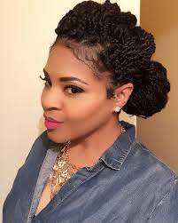Twisted Updo With Senegalese Twists Senegalese Twist Hairstyles Natural Hair Styles Senegalese Twist Updo