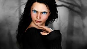 Blue eyes are associated with both beauty and coldness. Women Blue Eyes Face Long Hair Elves Digital Art Fantasy Art Sweater Black Hair Branch Wallpapers Hd Desktop And Mobile Backgrounds