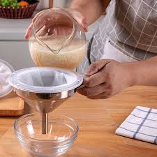 Size:assorted 2.no rust and discolour 3.stainless steel fine wire mesh passed fda&lfgb&sgs test. Strainer Ergonomical Design Stainless Steel Funnel With Handle Mesh Filter Kitchen Accessory Ultra Fine Liquid Ingredients Aliexpress