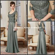 China 3 4 Sleeves Lace Dark Sage Green A Line Scoop Neckline Mother Of The Bride Dre Sage Green Wedding Dress Green Wedding Dresses Mother Of The Bride Dresses