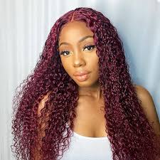 99J Burgundy Curly Human Hair Wig Undetectable Glueless HD Lace Frontal Wig  180 Density