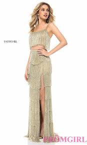 Two Piece Beaded Fringe Prom Dress Dresses Prom Dresses Prom Dresses Short