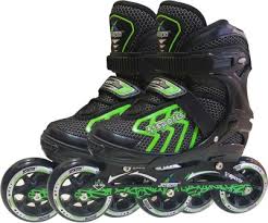 jaspo radar green adjustable inline skates with 100 mm pu wheel for 9 to 12 years in line skates size 3 5 uk green