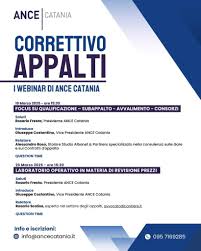 CORRETTIVO APPALTI – I WEBINAR DI ANCE CATANIA – 19 e 26 Marzo h. 15.30 –  ANCE Catania