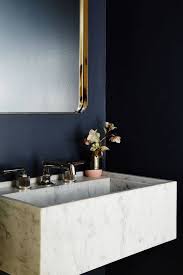 That wood slat trend has been going strong and i still love it! Holy Navy Walls Gold Dimmed Mirror Marble Floating Sink Drop Dead Gorgeous Marble Decoration