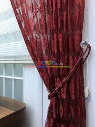 sarap kirmizi damask desen ip tul fon perde kordon bagcikli gonderilmektedir kirmizi koyu damask fon perdeler perde