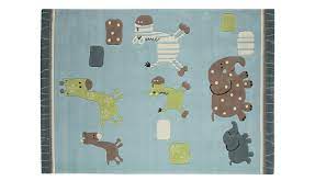 Handtuft tapijt in verschillende maten, vormen en ontwerpen. Esprit Handtuft Teppich Lucky Zoo Blau 90x160 Cm
