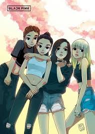 Black And Pink Cartoon Image De Blackpink Lisa And Rose Kpop Drawings Drawings Of Friends Bff Drawings