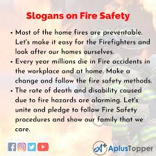 Read best electrical safety slogans. Fire Safety Slogans Unique And Catchy Fire Safety Slogans In English A Plus Topper