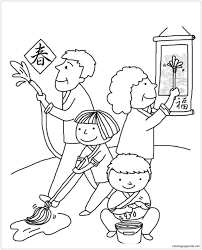 Our online collection of easy and adult coloring pages feature the best pictures for you to color. Chinese New Year S Cleaning The House Coloring Pages Happy New Year Coloring Pages Coloring Pages For Kids And Adults