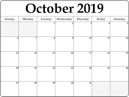 October 2019 Printable Calendar Blank Calendar Word Free Printable Calendar Monthly Editable Calendar