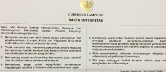 Bentuk integritas lainnya adalah meningkatkan produktivitas kerja dengan cara menyelesaikan semua pekerjaan dengan baik sebelum tenggat waktu. M Ridho Ficardo Sur Twitter Contoh Penandatanganan Pakta Integritas Pencegahan Korupsi Di Kalangan Istri2 Pejabat Pemprov Lampung Antikorupsi Http T Co Fjuhhsviiz