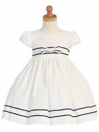 White Navy Cotton Seersucker Dress Seersucker Dress Girls Easter Dresses Girl Outfits