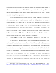 A n (=accusation) acusación f de prevaricación. Read Trump S Impeachment Defense Memo The New York Times