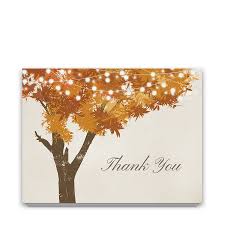 As low as $0.49 per card. Rustic Fall Tree Wedding Thank You Cards With Fall Leaves And Lights