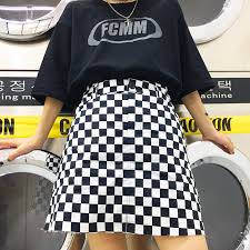 90 S Black And White Checkered Skirt Outfit 90s Punk Checkerboard Black White Midi Skirt Checkered Skirt White Midi Skirt Skirts