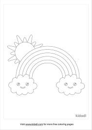 Black and white coloring page illustration. Rainbow Clouds And Sun Coloring Pages Free Weather Coloring Pages Kidadl