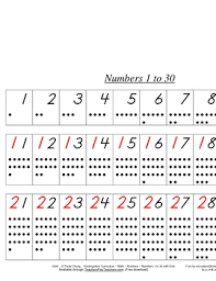 Number Chart With Dots 1 To 30