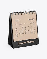Desk calendar mockup to make a schedule routine vector. Kraft Desk Calendar Mockup In Stationery Mockups On Yellow Images Object Mockups