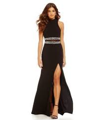 B Darlin Mock Neckline Illusion Waist Gown Dillards Long Black Dress Formal Long Sleeve Homecoming Dresses Colorful Dresses