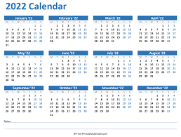 2022 free editable calendar australia. 2022 Yearly Calendar With Notes Horizontal Layout